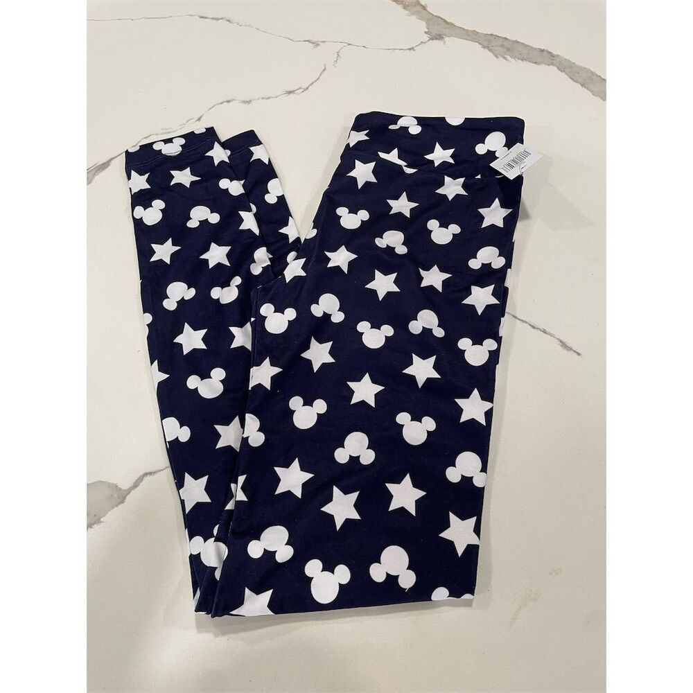 Disney Women's XS Mickey Mouse & Stars Navy Blue Leggings‎ Casual SI15